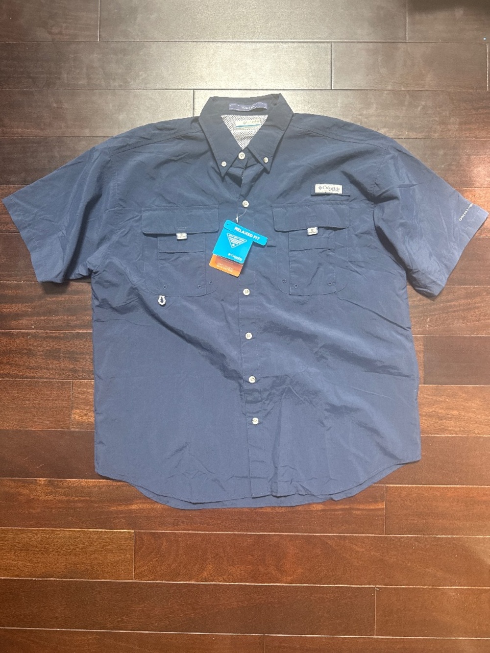 NWT Columbia PFG Bahama II Short Sleeve Fishing Shirt Men’s Size M Blue